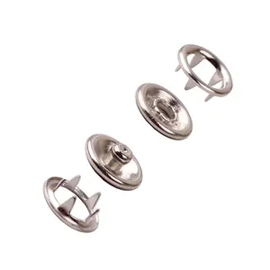 Hot sale 111.5# 222# 333# available in stock ring snap button silver brass prong type buttons for baby clothes