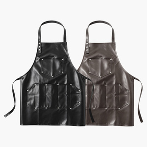 Pu Leather <b>Apron</b> Multi Pocket Waterproof Work <b>Apron</b> For Barber And Seafood Handling - Product Image 3