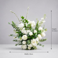 Boule de fleurs artificielles en soie de luxe pour centre de table de mariage, arrangement blanc et vert, taille et couleur personnalisées