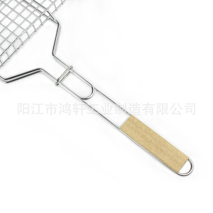 Parrilla plegable de acero inoxidable con mango de madera, 63,5x36x2,5 cm, para cocinar al aire libre, hornear, barbacoa - Product Image 4