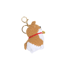 Porte-clés en crochet fait main super mignon motif chien Corgi, breloque pendentif pour sac, vente en gros
