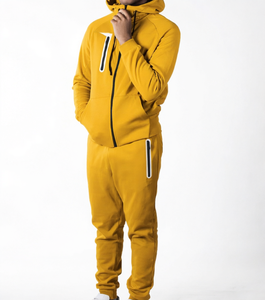 Vêtements de sport décontractés pour la course à pied, la salle de sport, l'automne et l'hiver, streetwear unisexe, à capuche, fermeture éclair, uni, 100% coton, séchage rapide - Product Image 1