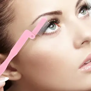 Opvouwbare Wimper Separator Kam Metalen Tanden Roze Wimper Separator Opvouwbaar En Fijne Wimperkam Eye Lash Separator Wimper Kam