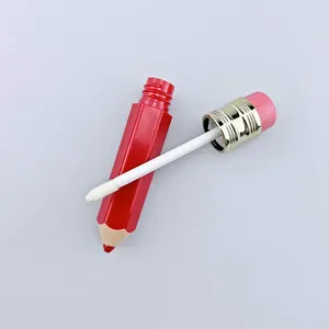 3ml कम MOQ में स्टॉक खाली प्यारा पेंसिल के आकार का प्लास्टिक लिप ग्लोस wands पैकेजिंग कंटेनरों के साथ ट्यूब