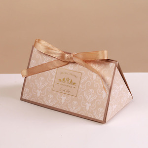 Anillo <span class=keywords><strong>de</strong></span> boda triangular portátil, caja <span class=keywords><strong>de</strong></span> regalo <span class=keywords><strong>de</strong></span> caramelo y Chocolate con cinta - Product Image 3