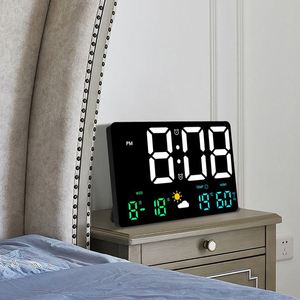 Multifunctional Silent Electronic LED Square Wall <b>Clock</b> Snooze Function USB Charging Port Large-Screen Temperature Calendar - Product Image 3