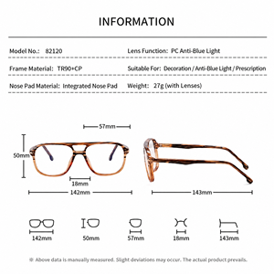 Gafas Sunray TR90 con montura a rayas, lentes de PC, antifatiga, ligeras, para mujer y hombre, que bloquean la luz azul, para computadora, oficina y trabajo. - Product Image 3