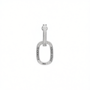 Pendientes de Aro de Plata 925 Hilton H. Conover con Diamantes, Diseño Minimalista en Forma de Candado, Corte Brillante Redondo, Engaste en Canal, Unisex, para Uso Diario - Product Image 1