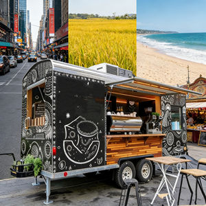 Camión de Comida Móvil para Café, Té con Leche y Helados, de Acero Inoxidable, 13 pies, 4 Ruedas, Estilo Retro Comercial para Exteriores - Product Image 3
