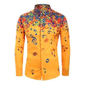 Men Printed Casual Novelty <strong>Musical</strong> <strong>Note</strong> Pattern Casual Hawaiian <strong>Shirts</strong> - Product Image 5