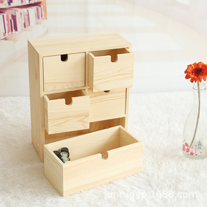 Wooden Desktop <b>Storage</b> <b>Box</b> <b>Drawer</b> Style Multi Compartment Jewelry Organizer Essential Oil <b>Box</b> Natural Wood Color Rectangle - Product Image 2