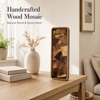 Plateau de service personnalisé en résine irrégulière et bois d'acacia avec logo sur mesure – Design classique, durable, écologique, fait main, de luxe