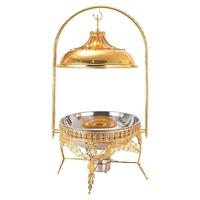 Plat à chafing de luxe en acier inoxydable 201, ensemble de buffet de 8 litres, alimenté au combustible, doré, pour restaurant, banquet, mariage, fête, hôtel, salle à manger