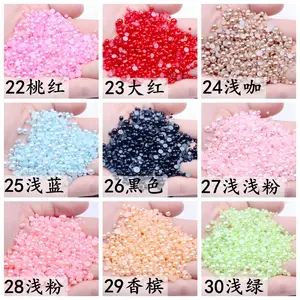 Black Flatback Half Round ABS Plastic Pearls For Earrings Jewelry Nail Bags Phone Necklace Making DIY Craft Decorations