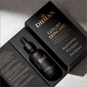 Flacon compte-gouttes cylindrique noir mat unique 30ml 50ml 100ml pour huiles essentielles, parfums et teintures, avec compte-gouttes et boîte - Product Image 1