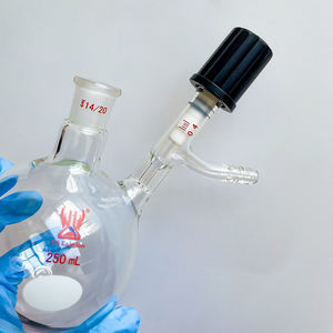 Verrerie de laboratoire personnalisée, récipient de réaction chimique, verre borosilicate transparent, flacons <span class=keywords><strong>Schlenk</strong></span> à fond rond avec valve à vide élevé - Product Image 6