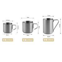 Mug de voyage rétro en acier inoxydable 304 à double paroi, avec poignée antidérapante, vaisselle de luxe légère pour café et lait, 280 ml, écologique