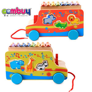खींच खींचें बस 18 M + बच्चे दस्तक पियानो मवेशी संगीत लकड़ी सिलाफ़न खिलौना - Product Image 3