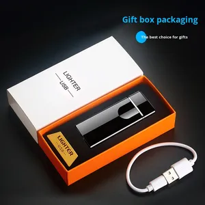 Đèn khò điện tử siêu mỏng, kiểu dáng hiện đại, sạc <span class=keywords><strong>USB</strong></span> bằng vân tay, thân thiện với môi trường, chất liệu kim loại, dùng cho tiệc tùng, cá nhân hóa - Product Image 3