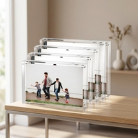Cadres photo magnétiques flottants en acrylique transparent WENMEI 5x7 pouces, double face, bloc épais, présentoir de bureau, lot de 3