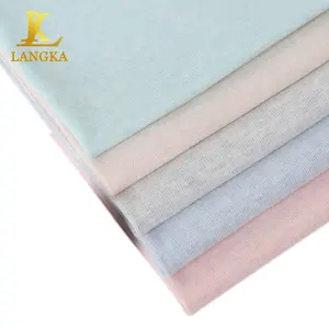 Langka 100% Cotton 40S Mềm Jersey Melange 1X1 Sườn Interlock Sợi Ngang Đan Vải Nhà Sản Xuất