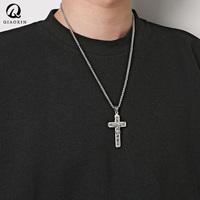 Collier pendentif croix de Jésus en acier inoxydable doré, style punk vintage hip-hop, vente en gros