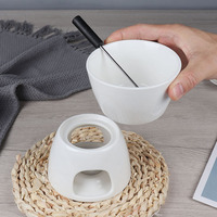 Pot à fondue en céramique personnalisé, ensemble de fondue au fromage suisse et au chocolat avec fourchette