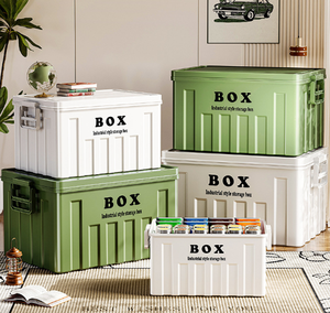 Прочная прямоугольная коробка для хранения с крышкой и ручкой, большой вместимости, современный дизайн, из полипропилена, для закусок, игрушек, одежды, AW20 - Product Image 5