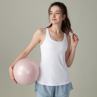 Débardeur de sport personnalisé pour femme, sans manches, dos croisé, double couche 2-en-1, pour yoga et course à pied, vente en gros