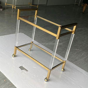 आधुनिक लक्जरी मिनी कॉफी बार मोबाइल कार्ट मूल कारखाने स्टेनलेस स्टील एक्रिलिक ट्रॉली होम होटल और डाइनिंग उपयोग के लिए - Product Image 4