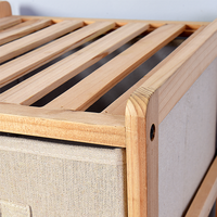 Commode en tissu avec cadre en bois, organisateur avec 4 tiroirs, tour de commode en tissu pour chambre à coucher