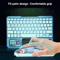 Clavier et souris de tablette en cristal transparent sans fil pour téléphone portable