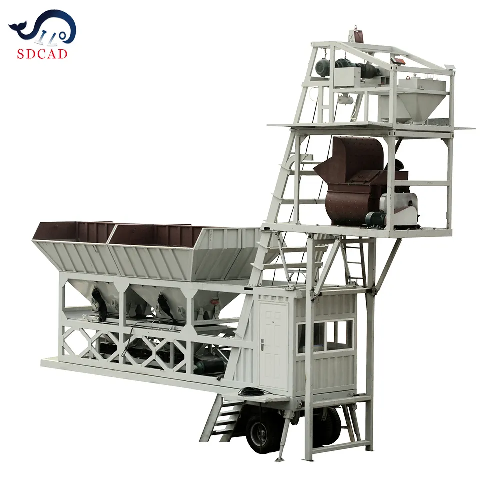SDCAD Brand Building foundation-free cement concrete mixing station YHZSM75 mobile concrete mixing station