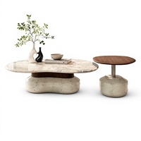 Table basse en bois style nuage moderne pour salon, couleur crème, convertible et durable