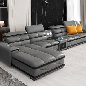 Sofa Ruang Tamu Modern Mewah Ringan Bahan Kulit Kain Sectional 7 Dudukan Set Sofa yang Dapat Disesuaikan - Product Image 4