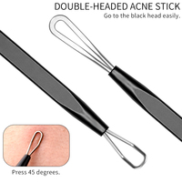 6 pièces en acier inoxydable bouton extracteur ensemble soins du visage personnel poudre aiguille points noirs nettoyant outil pour l'acné élimination des points noirs