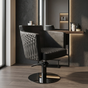 Sillón de Barbería Hidráulico Acolchado Negro, Silla de Estilismo Ajustable y Reclinable para Barbería - Product Image 3