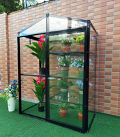 Serre en aluminium avec étagères intégrées pour plantes, petite serre de jardin extérieure pour la culture de fleurs et de légumes