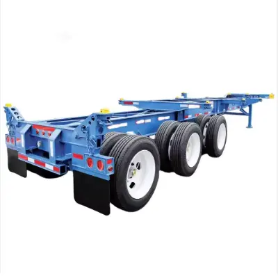 Port 20 feet 40 feet container transport usage 3 axle 40 tons truck trailer skeleton semi trailer
