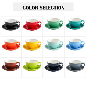 SWT Logo personnalisé Cappuccino Espresso 350ml 220ml 80ml Ensemble de tasses à café et soucoupes en céramique colorée mate brillante - Product Image 4