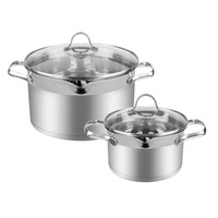 Batterie de cuisine 10 pièces en acier inoxydable, casseroles et poêles verticales avec couvercles en verre plats – Meilleures ventes