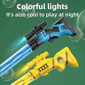 12 pezzi set 38.5cm water soap bubble stick 5 fori light up gun shape bubble wands toy for kids outdoor blow bubbles con luci - Product Image 4