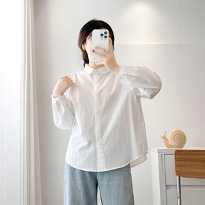 Camisa <span class=keywords><strong>de</strong></span> Manga Larga con Cuello Peter <span class=keywords><strong>Pan</strong></span> <span class=keywords><strong>de</strong></span> Algodón Lavado <span class=keywords><strong>de</strong></span> Primavera - Top Elegante Casual Artístico - Product Image 6