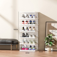 Armoire à chaussures pliable en plastique à 6 niveaux, facile à assembler, avec porte transparente, rangement domestique, écologique et durable