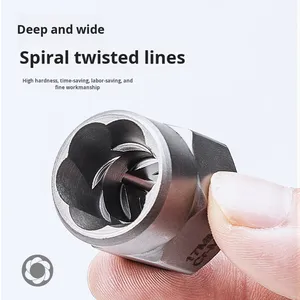 Extracteur de douilles universel multi-usages 14 pièces, douille à filetage inversé, vis décalée, écrou BBA <span class=keywords><strong>antivol</strong></span>, écrou endommagé, outil de démontage - Product Image 4