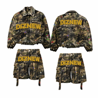 Vêtements pour hommes DiZNEW, nouveaux styles, ensembles 2 pièces, imprimé camouflage, coton sergé, streetwear, jeans courts, ensemble deux pièces, vente en gros