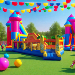 <span class=keywords><strong>Trampoline</strong></span> gonflable personnalisé en forme <span class=keywords><strong>de</strong></span> cocotier, structure <span class=keywords><strong>de</strong></span> jeu d'obstacles <span class=keywords><strong>pour</strong></span> enfants, grand toboggan gonflable sec - Product Image 3