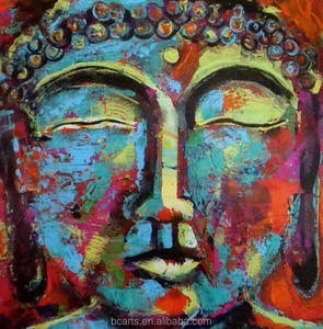 Modern Art Deco <strong>Buddha</strong> Head Portrait Wall Artwork Hand Painted Acrylic Oil <strong>Canvas</strong> Hanging B&amp;C Art Support Base Colorful Heavy - Product Image 3