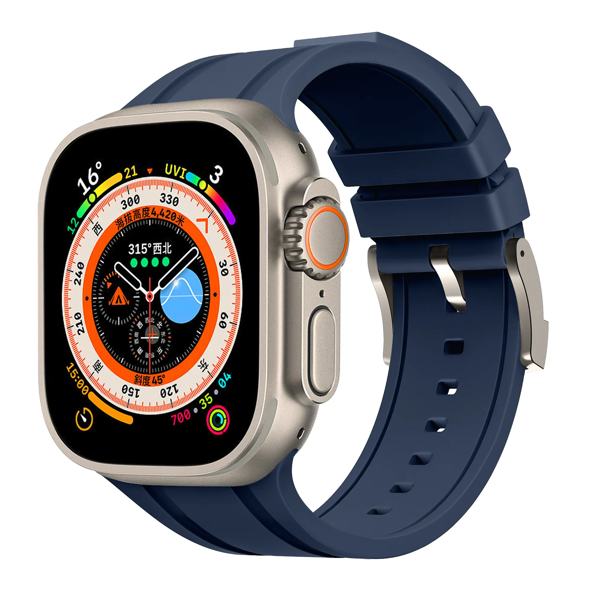 Chungming FKM Band für Apple Watch Ultra 49mm, FKM Gummi armband für Apple Watch Serie 9 8 7 41mm 45mm