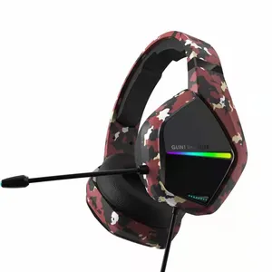 Long Mic Logo Druck 50mm Treiber leistungs starke Bass verdrahtet benutzer definierte Licht Gaming Kopfhörer kabel gebundene Kopfhörer Stereo